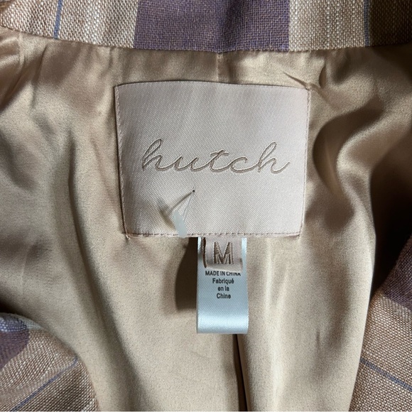 Anthropologie Hutch Plaid Longline Vest in Purple and Tan Linen NWOT Md - Picture 7 of 11